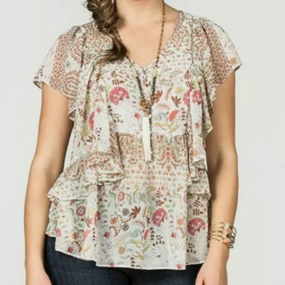 ⬇️Matilda Jane Floral Fly By Flutter Top Sz M